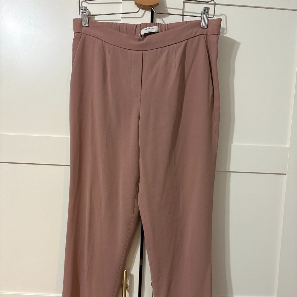 Babaton mauve/dusty pink lightweight pull-on cropped work pants size 8